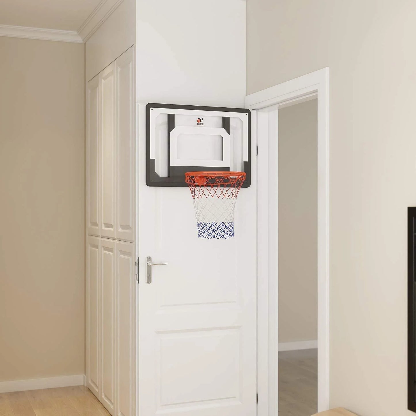 Wall Mount Large Basketball Hoop with Door Hooks, 32" X 23" Backboard, Ball and Rim, Outdoor Lndoor Basketball Hoops Games Set for Youth Adults Kids Gifts